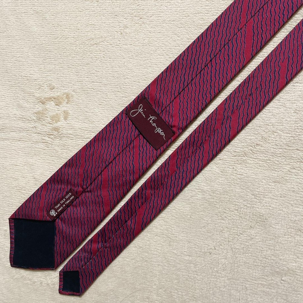 Jim Thompson Silk All-over Pattern Tie Red Glossy