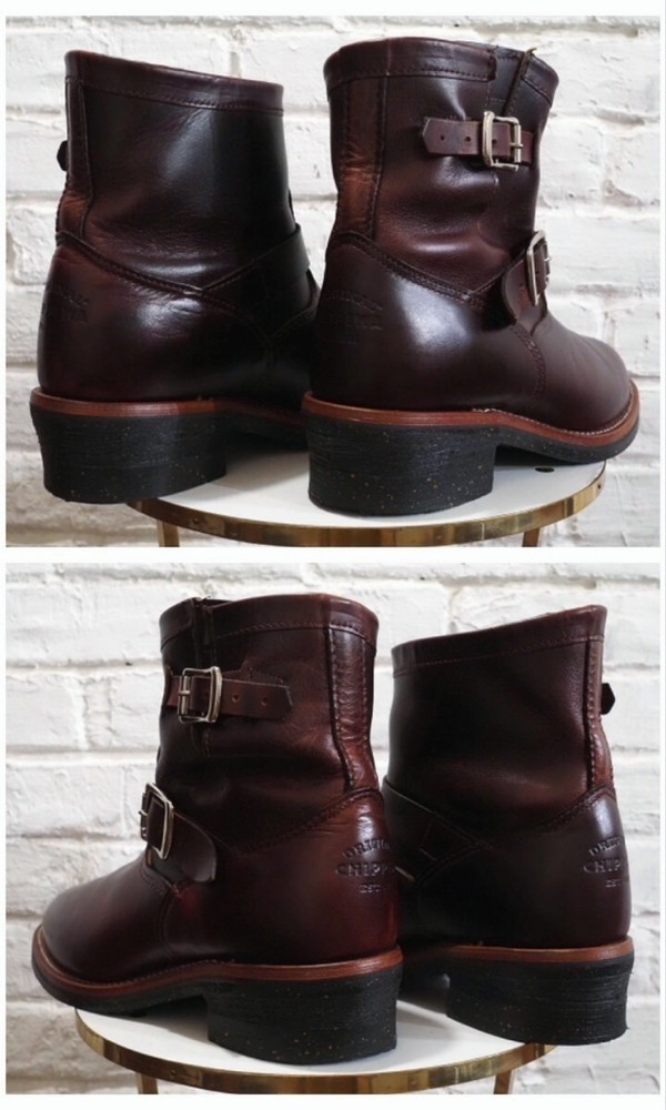 Chippewa Boots Leather Burgundy Short Engineer Boots Size 9E