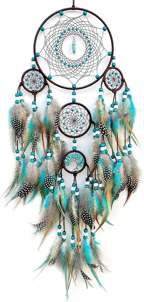 Boho Turquoise Dream Catcher Wall Hanging Large