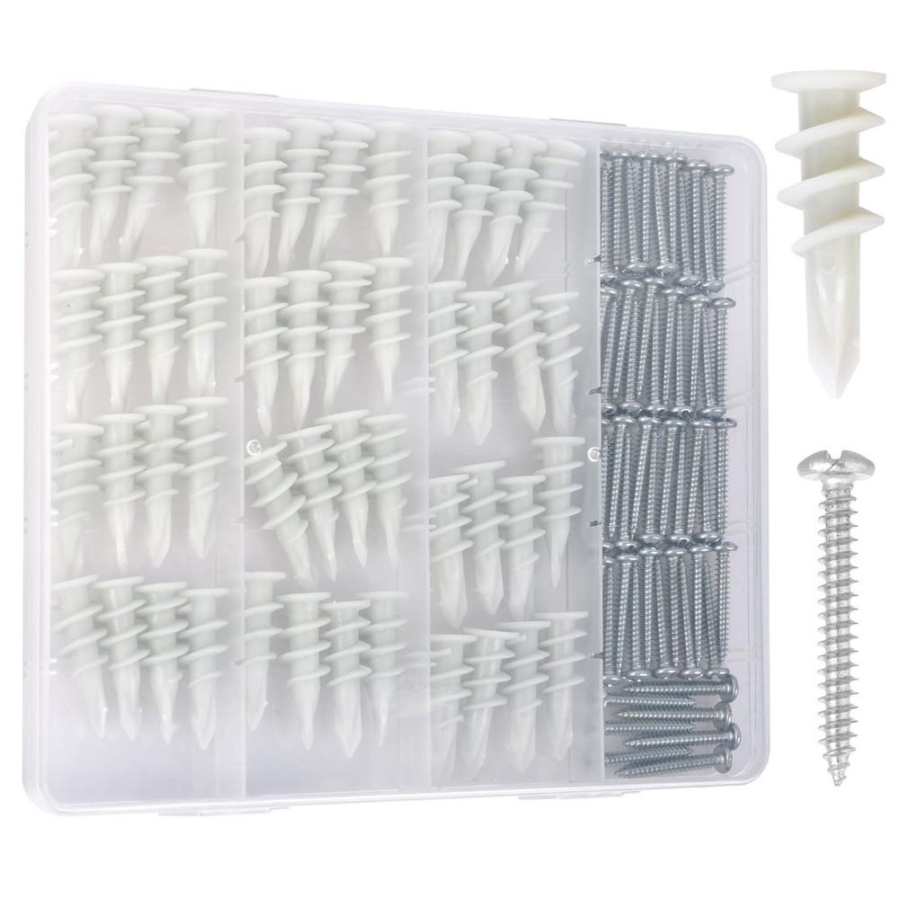 104 Pcs Self Drilling Drywall Anchors and Screws Kit Self-Tapping/Threaded Sheet