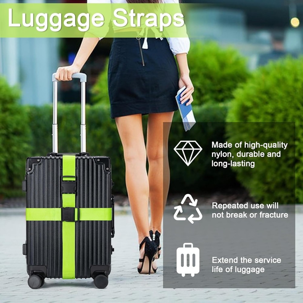 Durable Adjustable Luggage Straps Set - Bright Colors for Easy Identification