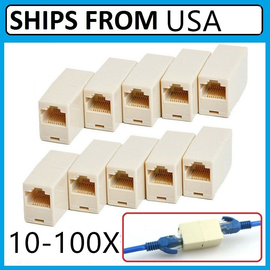 10-100PACK RJ45 Inline Coupler Cat6 Cat5 5e Ethernet LAN Network Cable Adapter