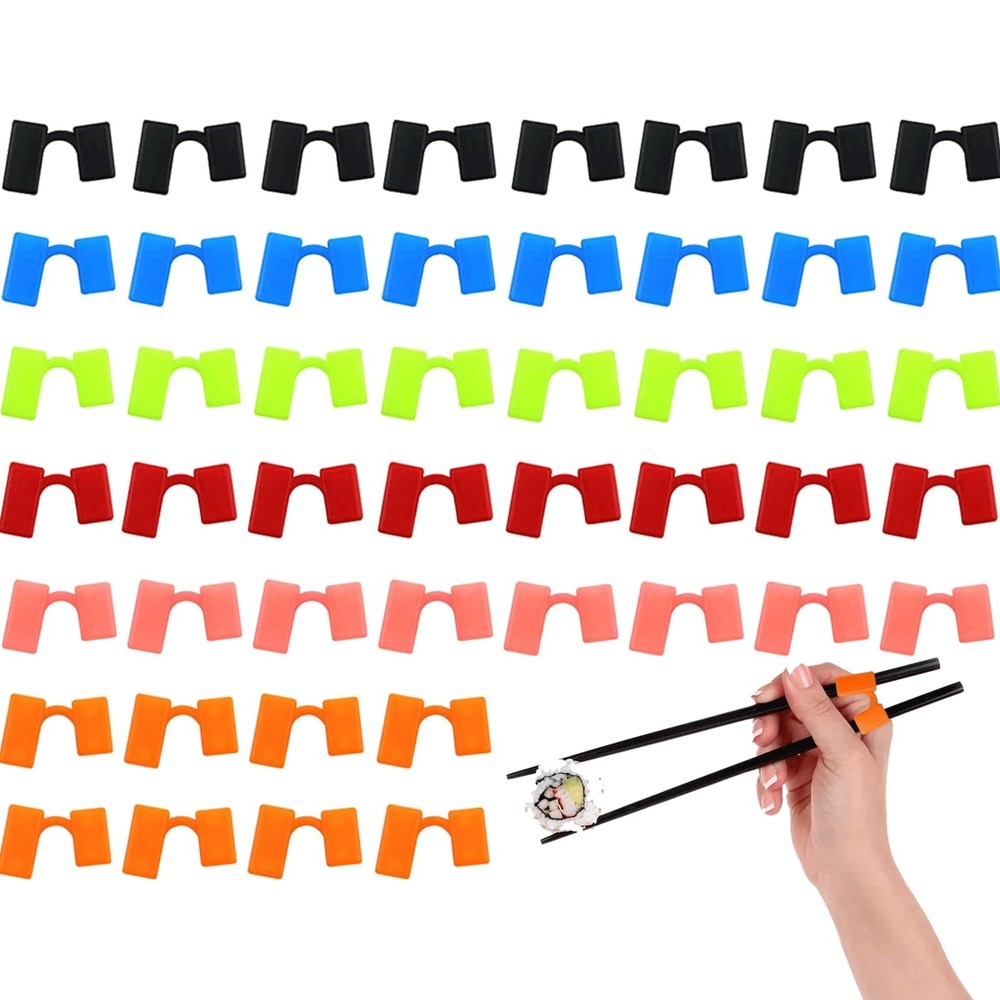 48 PCS Chopstick Helper Reusable Training Hinges Plastic Multicolor Train