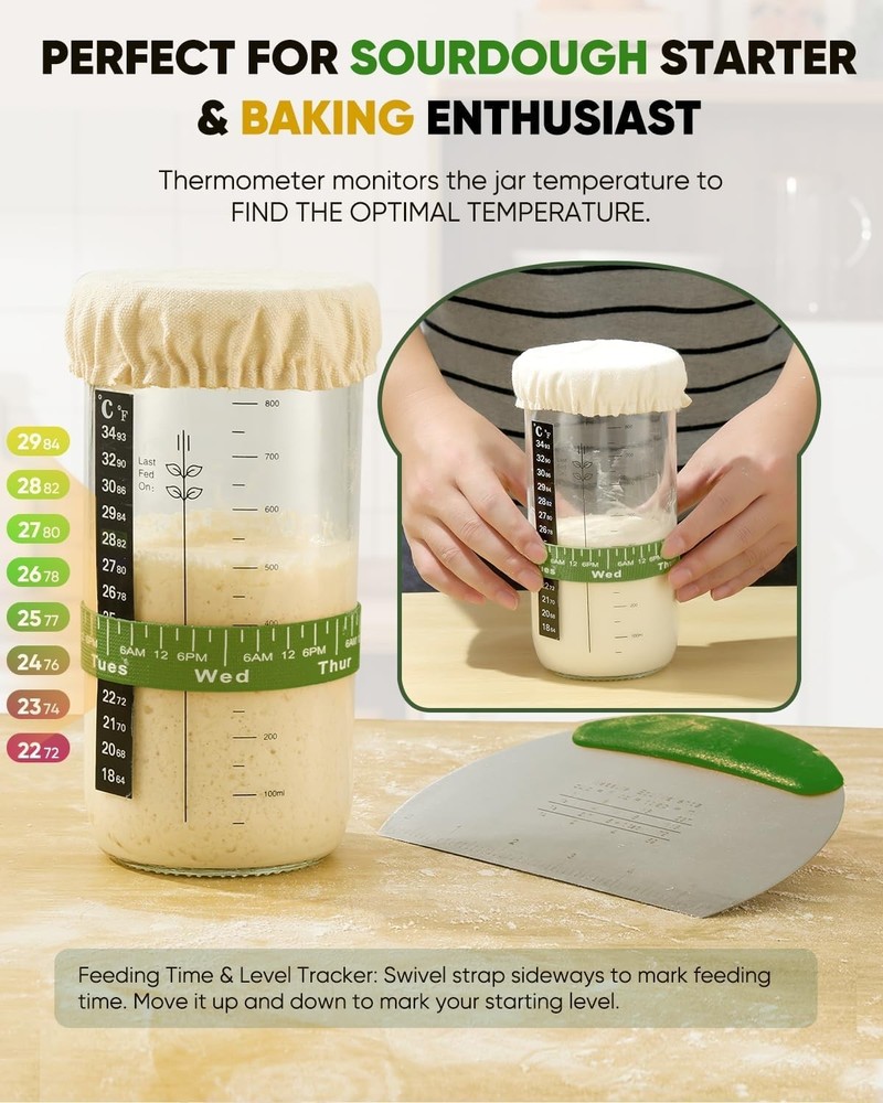 Sourdough Starter Kit Bread Baking Supplies | Proofing Basket Jar Tools Set