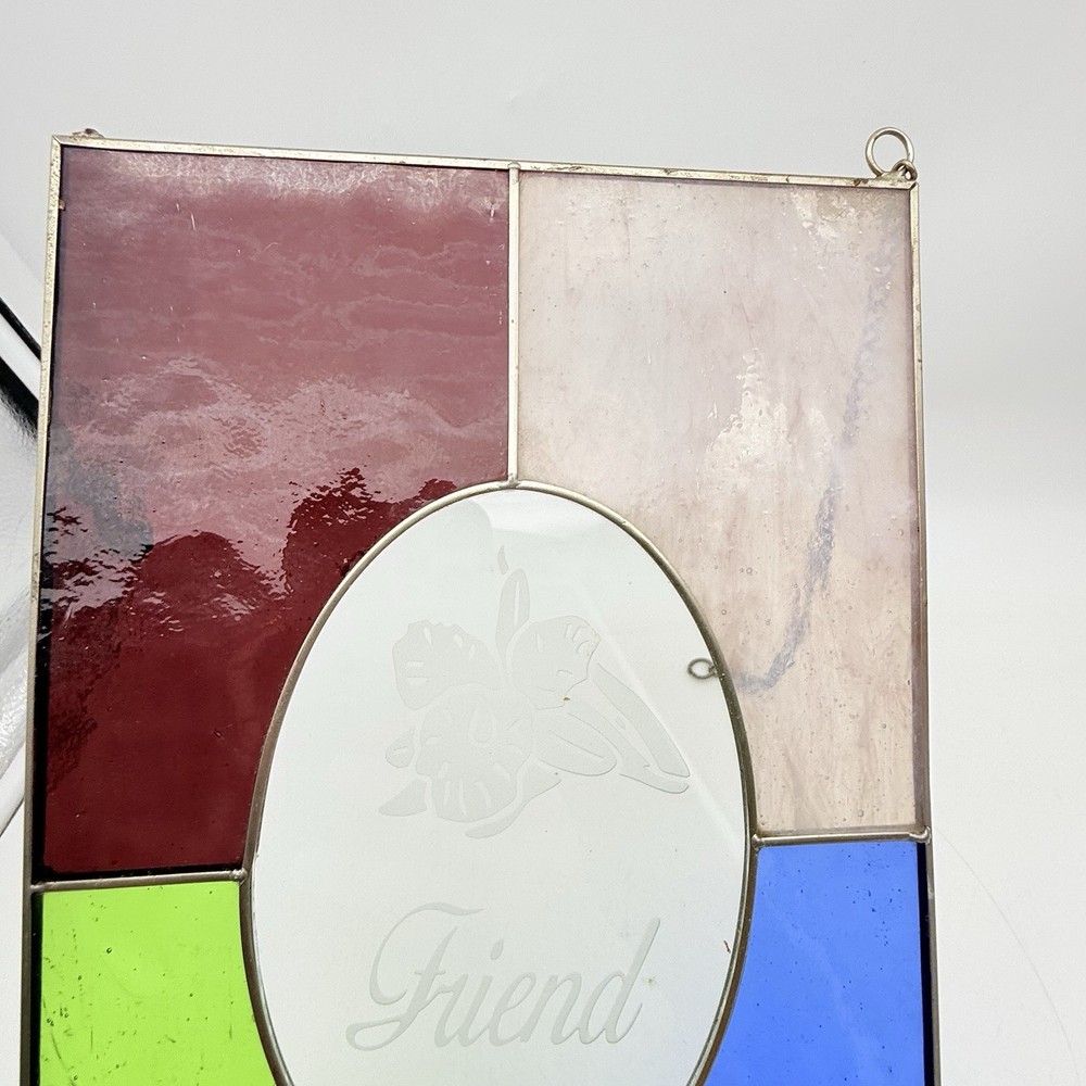 “Friend” Rectangular Stained Glass Suncatcher