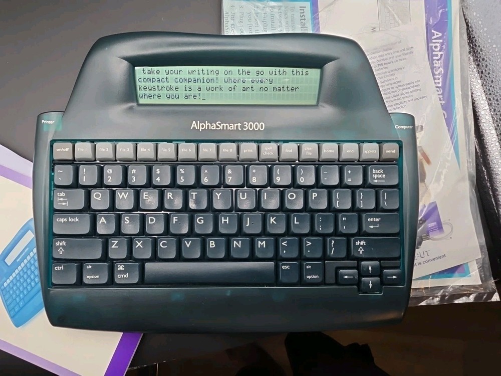 Alphasmart 3000 Portable Word Processor With Carrying Case Translucent Blue