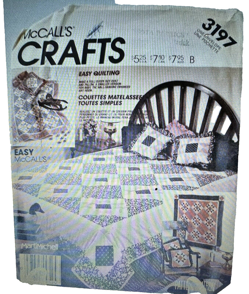 Vtg McCall's Crafts MartiMichell pattern 3197 Patchwork Quilts, Wallhanging unc