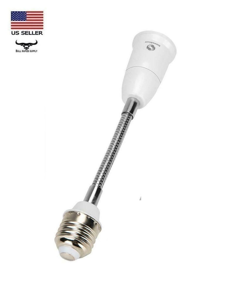 2 pack 8" Flexible Light Bulb Lamp Socket Adapter Extender 360° Adjustable E27