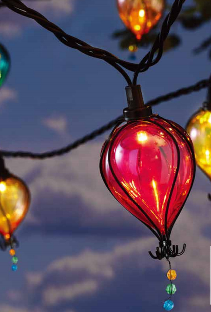 Shatterproof Multicolor Balloon Shape Tear Drop Outdoor String Lights 10-Count