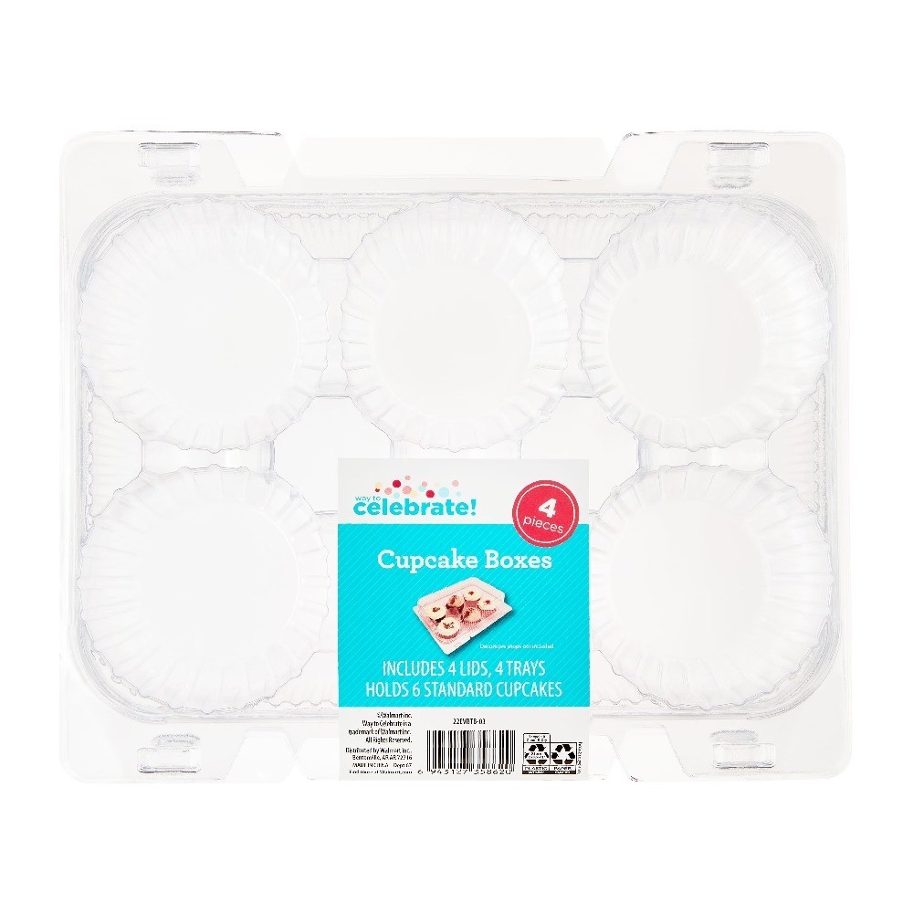 Clear Plastic Cupcake Boxes 4 Pack Bakery Display Containers with Lids