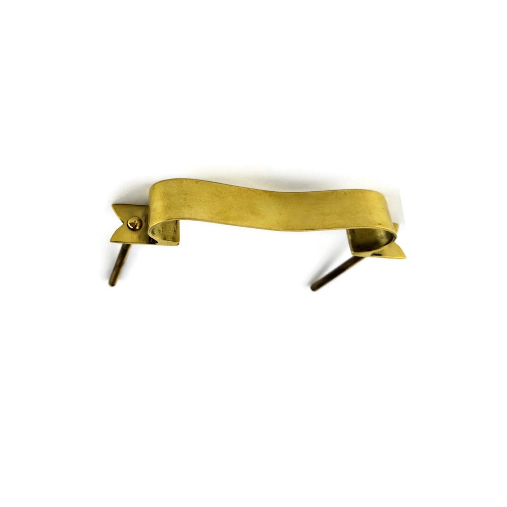 6 D PULL 6" handle heavy ribbon solid heavy brass old style kitchen GRAB 15 cm