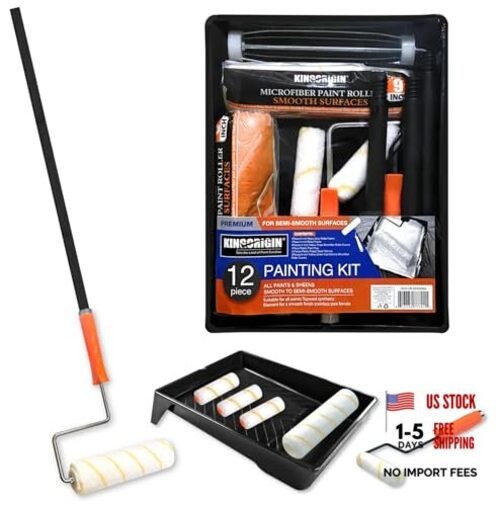 King Origin Paint Roller Kit with Extension Pole (3 ft), 4"&9" Rollers, 12-Pack