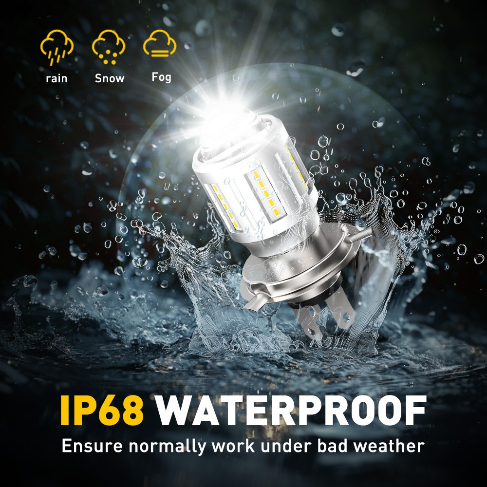 For Motorcycle H4 6500K Hi-Lo LED Beam Front Light Bulb Super Headlight Bright