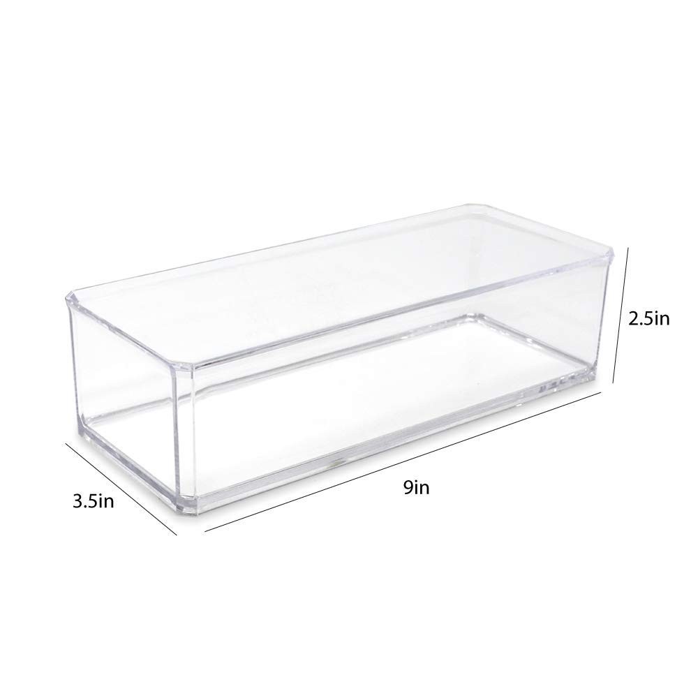 Clear Acrylic Rectangular Stackable Storage Organizer, (9"L x 3.5"W x 2.5"H) ...