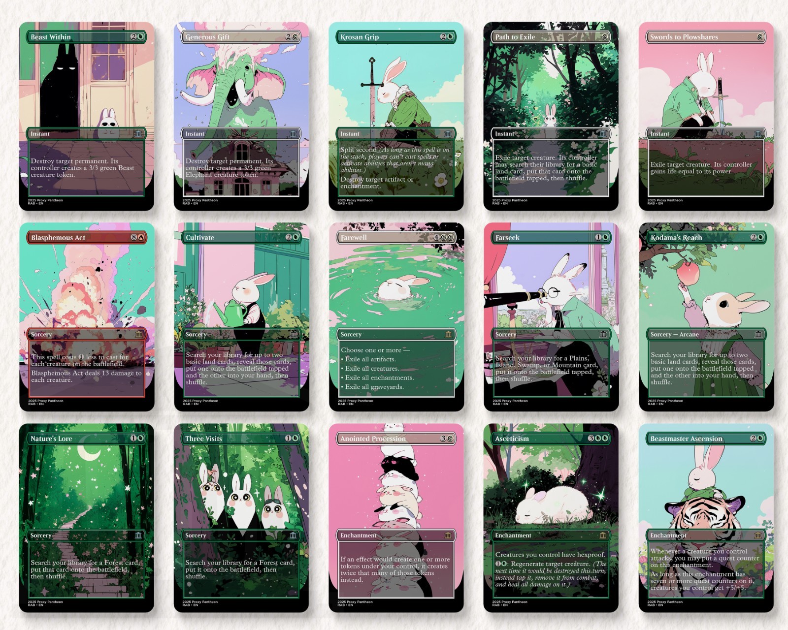 Rabbit Tribal Proxy Deck | 108 Playtest Cards | High Quality Altered Art