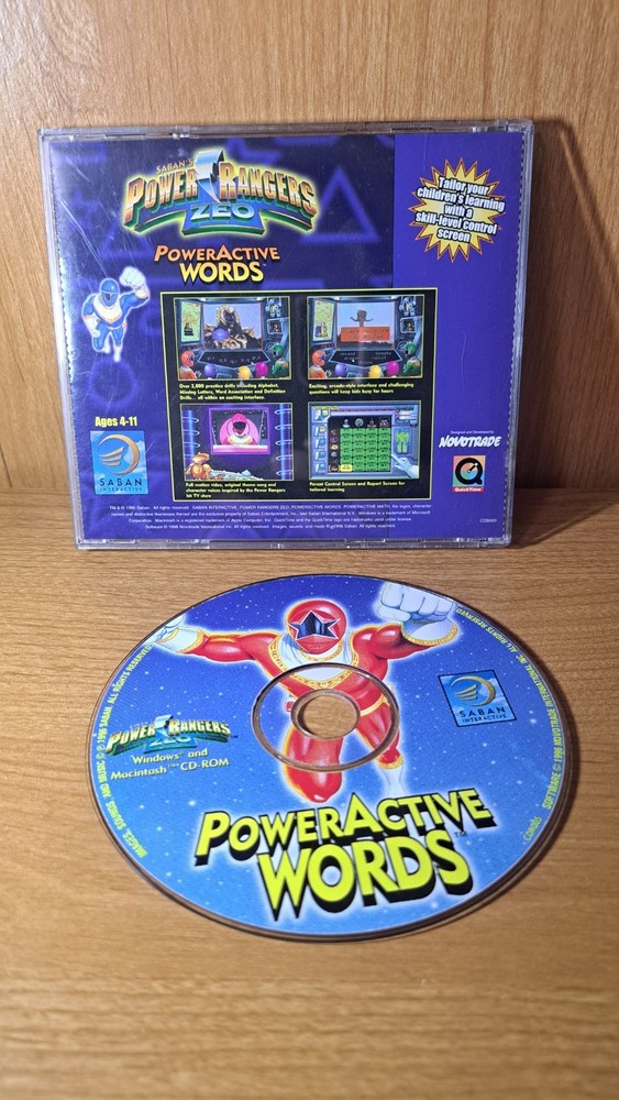 POWER RANGERS ZEO POWER ACTIVE Words and Math SOFTWARE CD SABAN 1996