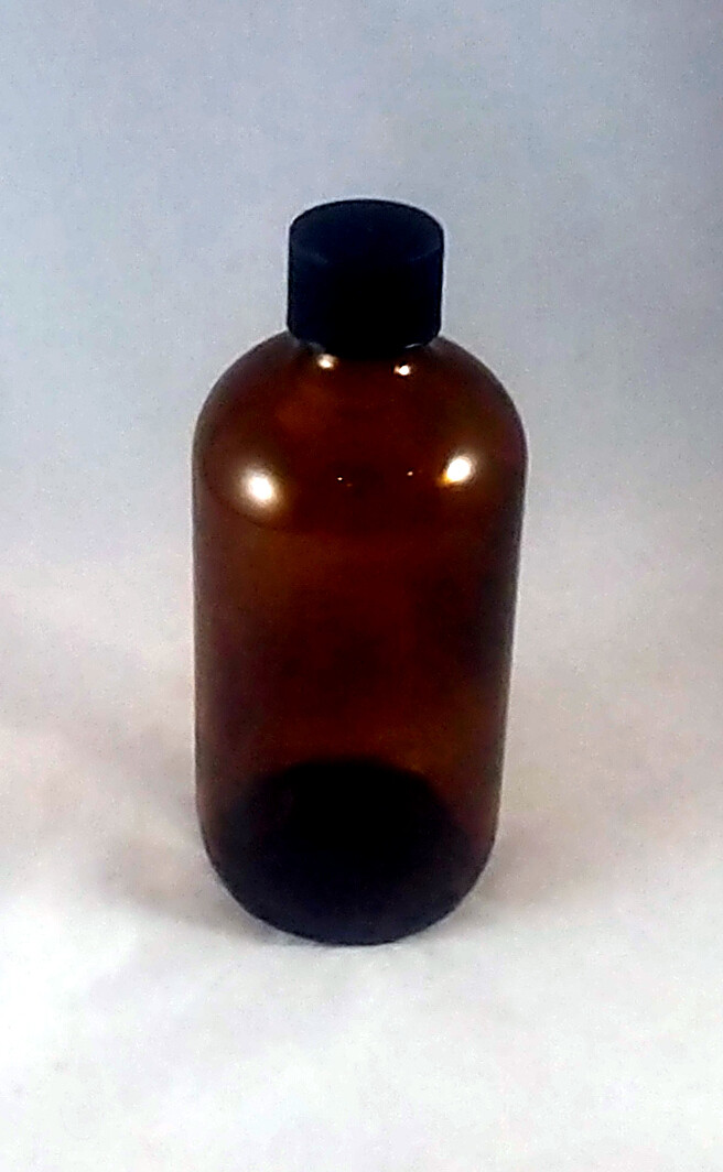 8 oz Amber Boston Round Glass Bottles with Caps and Pumps