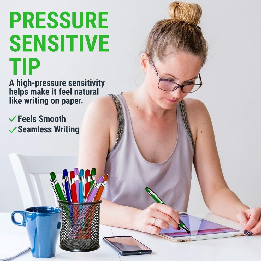Versatile 7 Pack Stylus and Ballpoint Pens with Sensitive Tips - Assorted Colors