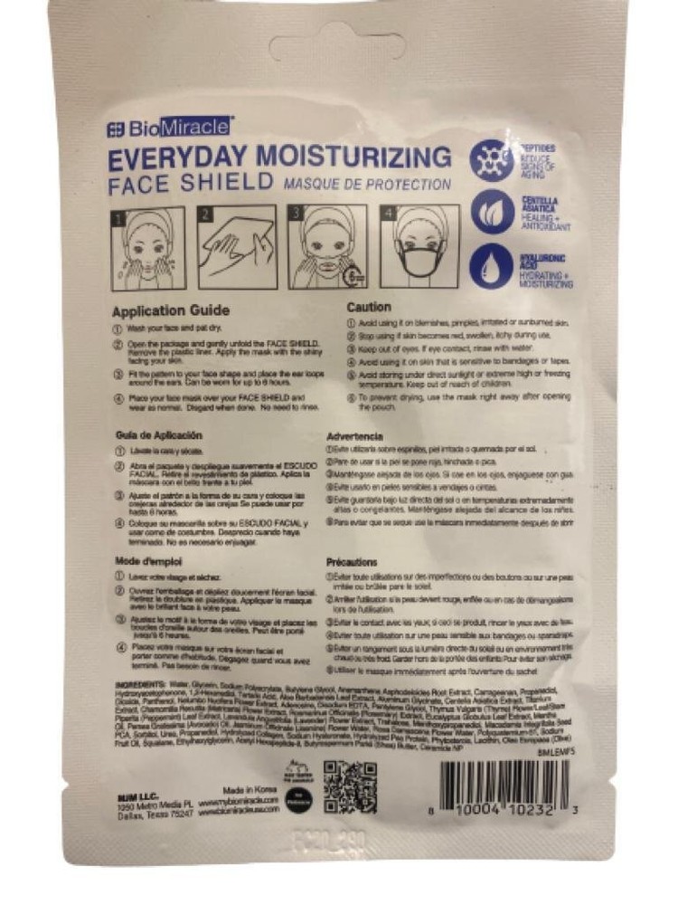 BioMiracle Everyday Moisturizing Face Shield Dry Hydrogel Formula 2 Pcs