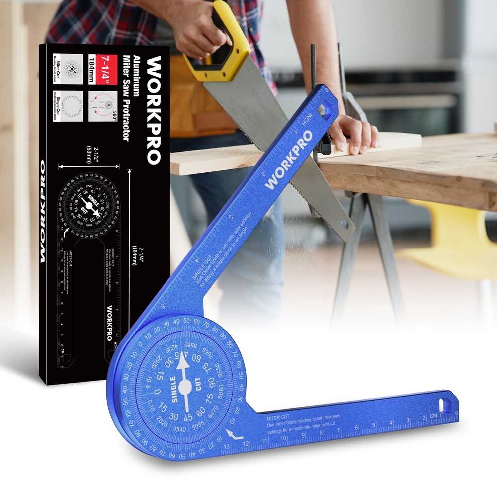 WORKPRO 7.3in Miter Saw Protractor Angle Finder Featuring Laser Engraved Scales