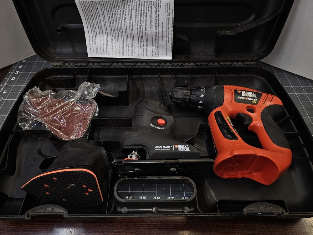 Black & Decker Fire Storm 12V Multi-Tool Drill Jig Saw Sander Set Incomplete