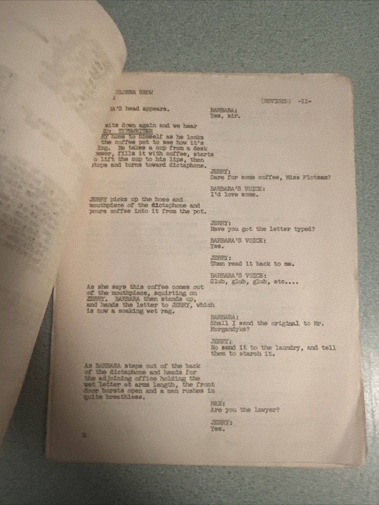 RARE 1951 Jerry Colonna Show Script