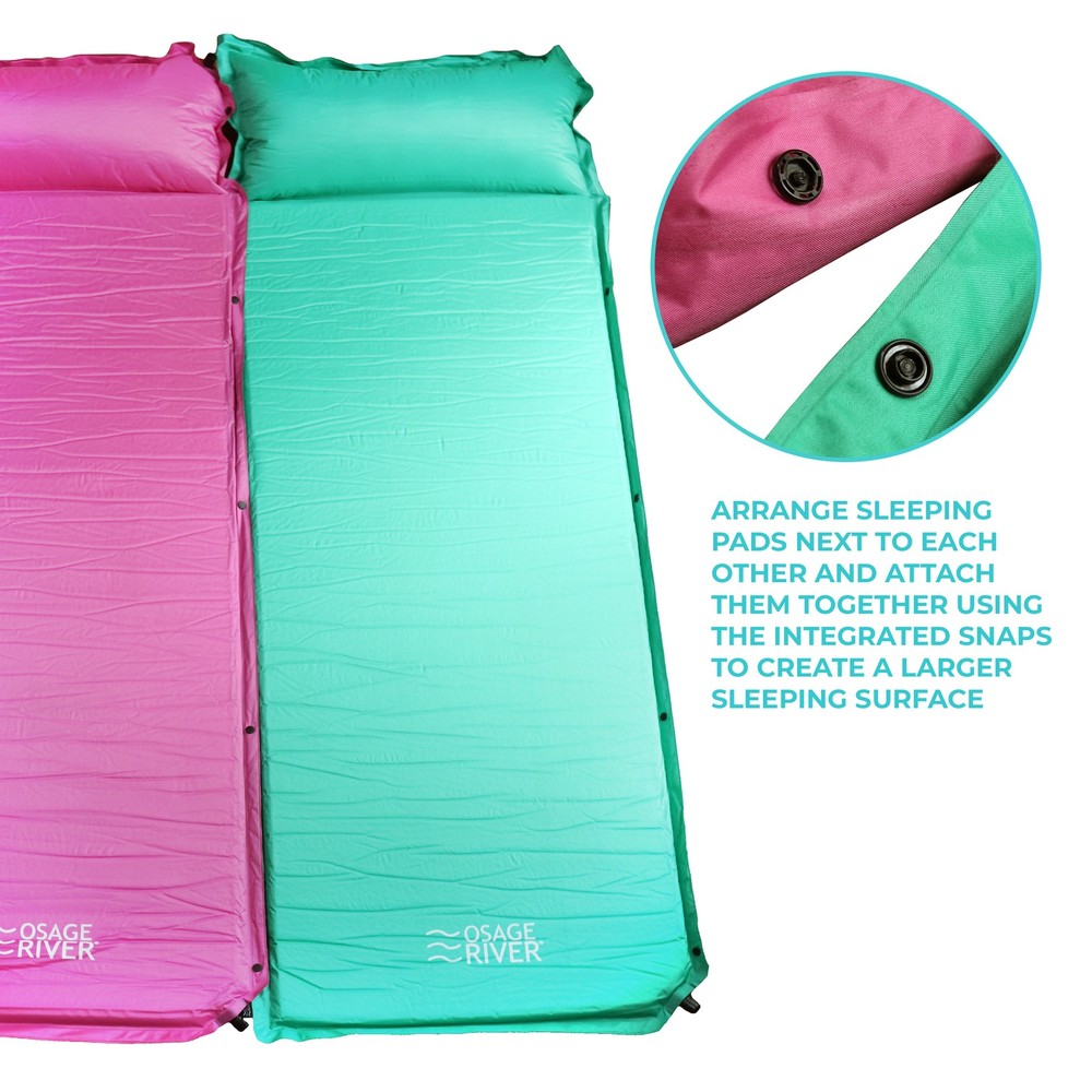 Osage River Self Inflating Sleeping Pad, Memory Foam with Integrated Pillow Mint