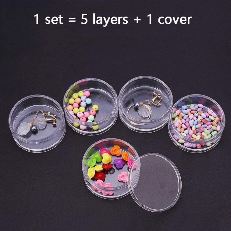 Plastic Container 5 Layer Joint Stackable Round Box Accessories Box