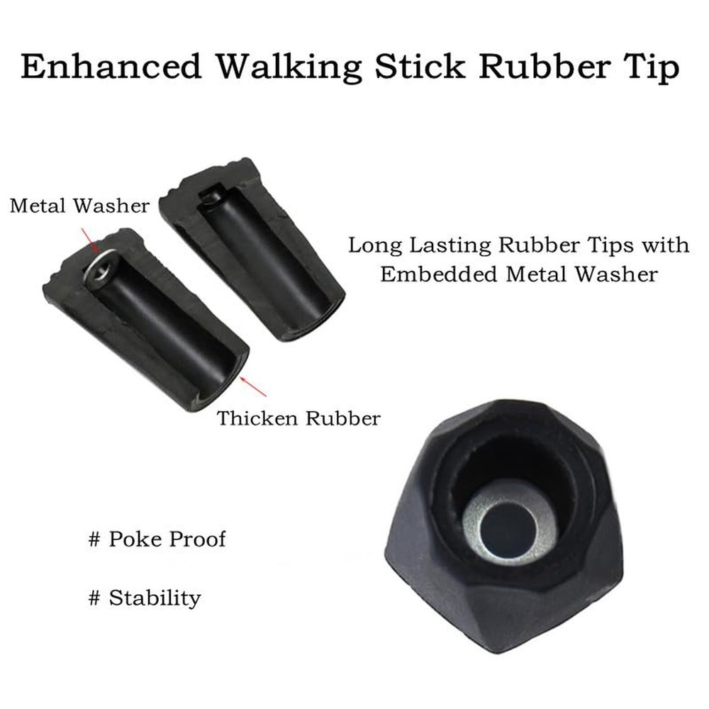 6pcs Walking Stick Tips, Replacement Rubber Tips for Walking Sticks, Trekking...