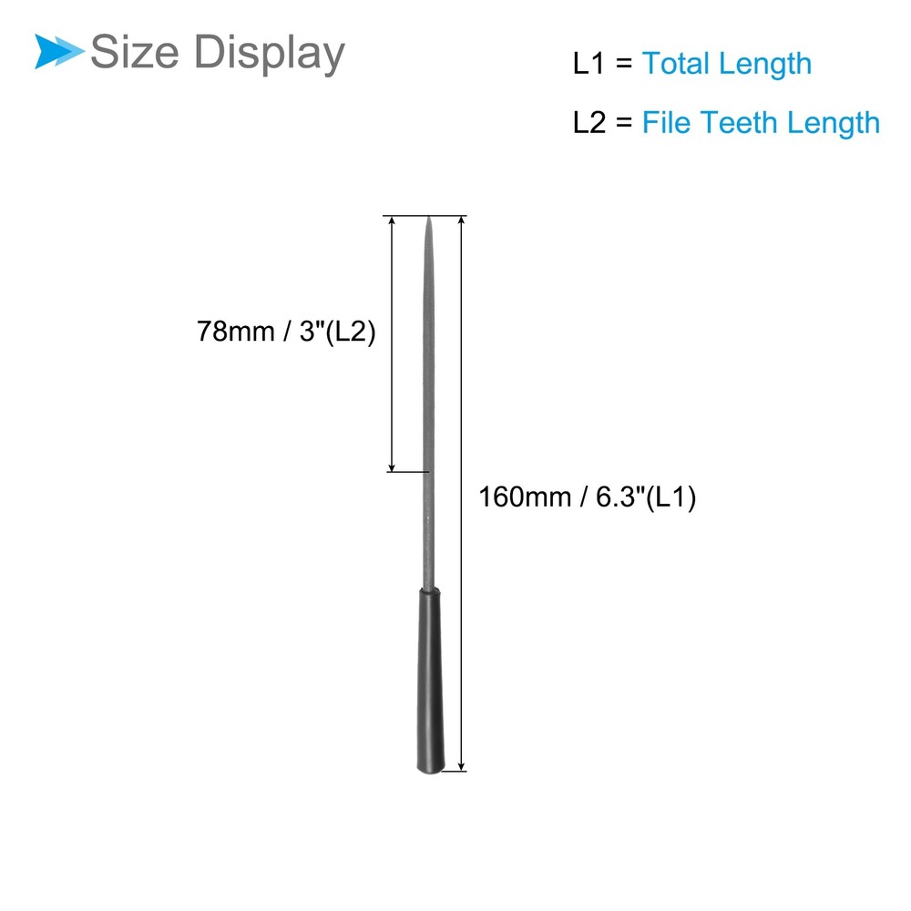 Second Cut Steel Round Needle File with Plastic Handle 4mmx160mm