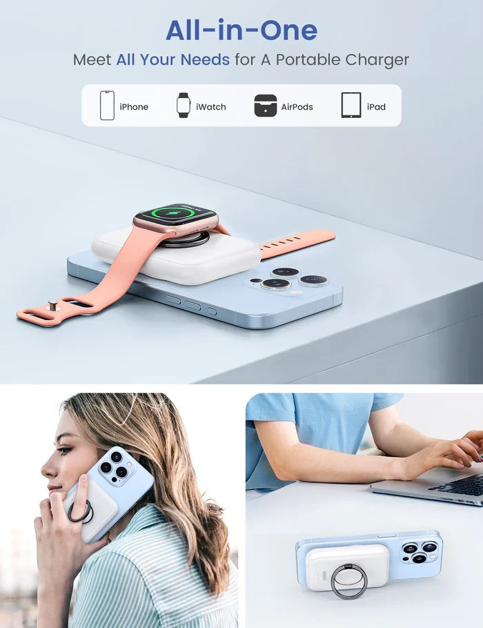 RORRY for Magsafe Portable Charger, [for iPhone & iWatch][Simultaneously Fast