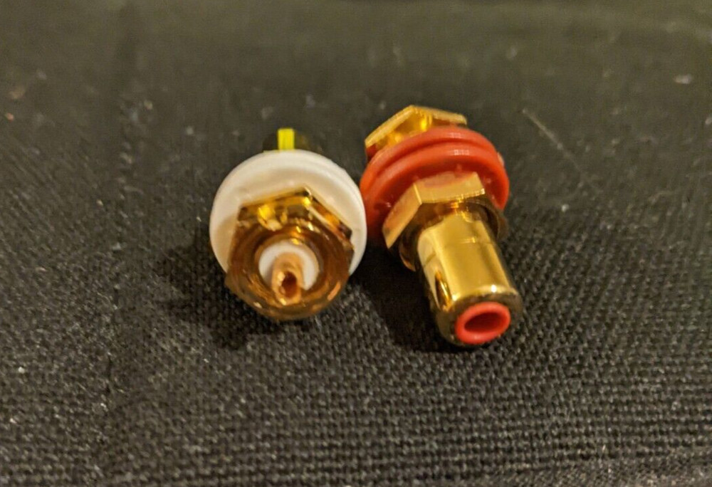 4pcs High End RCA Socket Jack Solid Brass Gold Plated Audio HIFI up to 5mm Panel