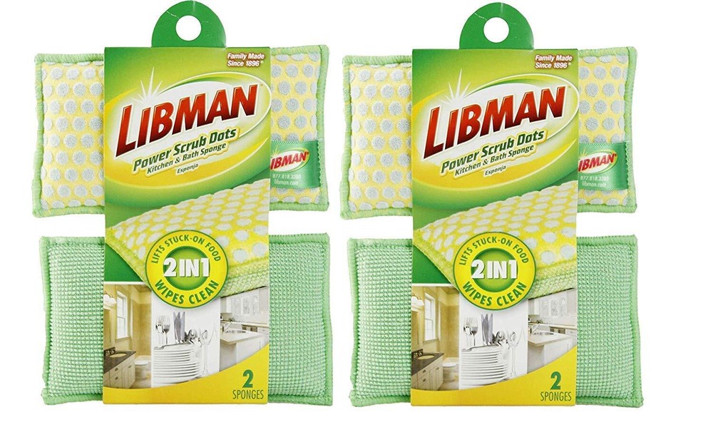 336 Power Scrub Dots Kitchen and Bath Sponge - 2 PACK 4 Sponges