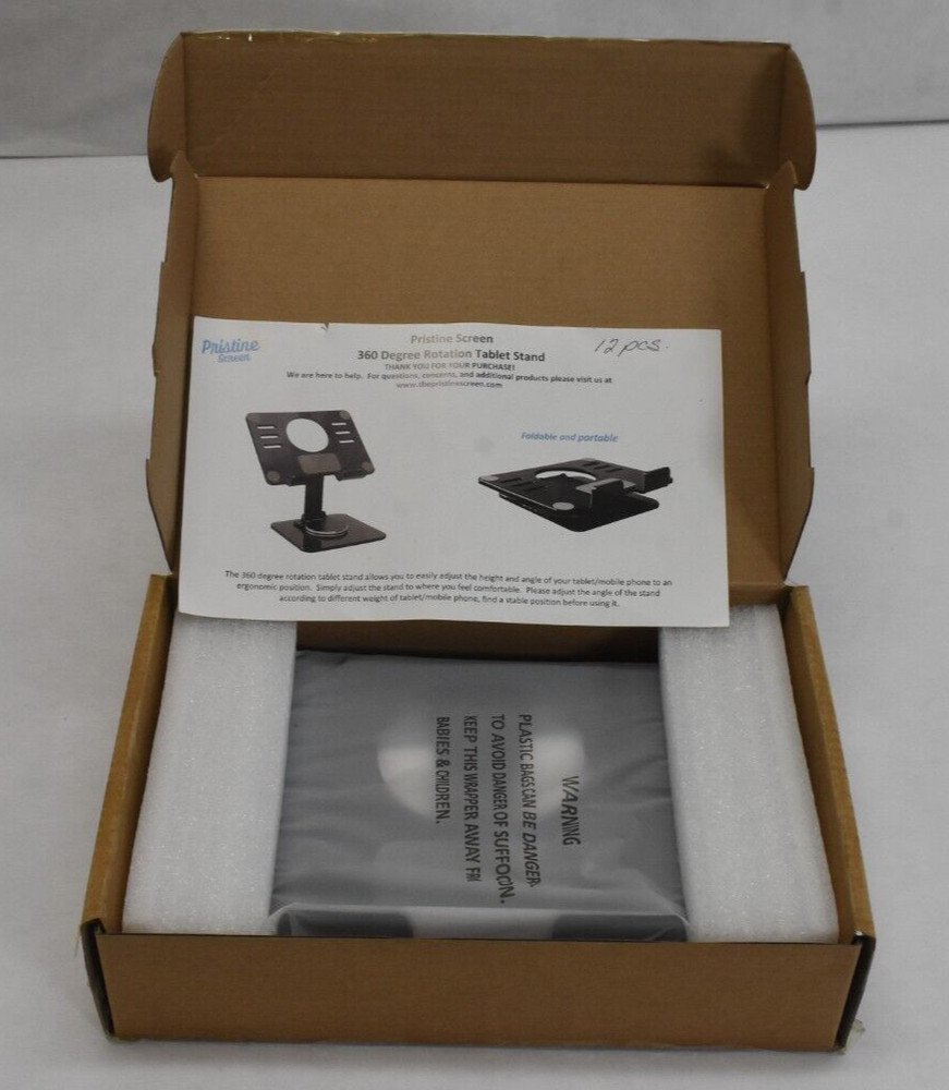 Pristine Screen 360 Degree Rotation Tablet Stand Foldable & Portable Black