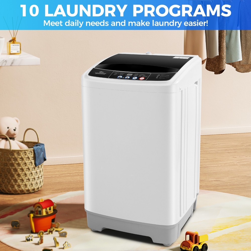 Full Automatic Portable Washing Machine 15.6lbs Washer Dryer Combo w/10 Programs