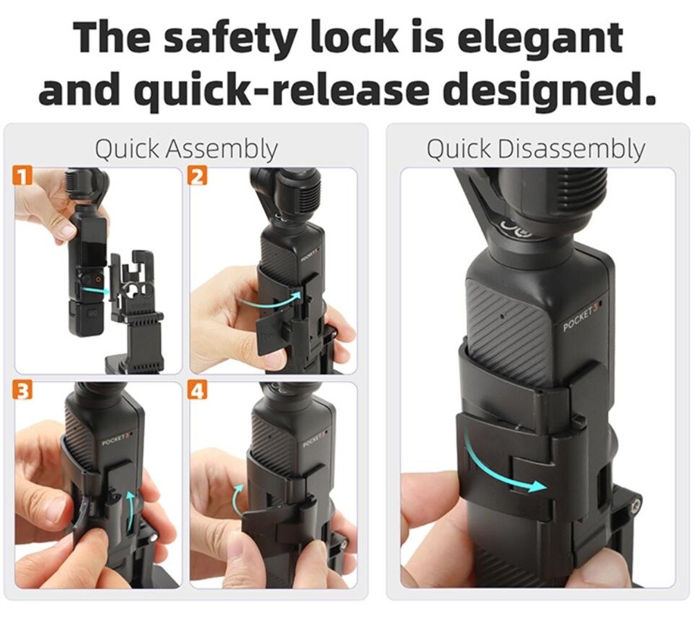 Stretchable Backpack Clip Rotatable Magnetic Vlog Mount for DJI Pocket 3 Camera