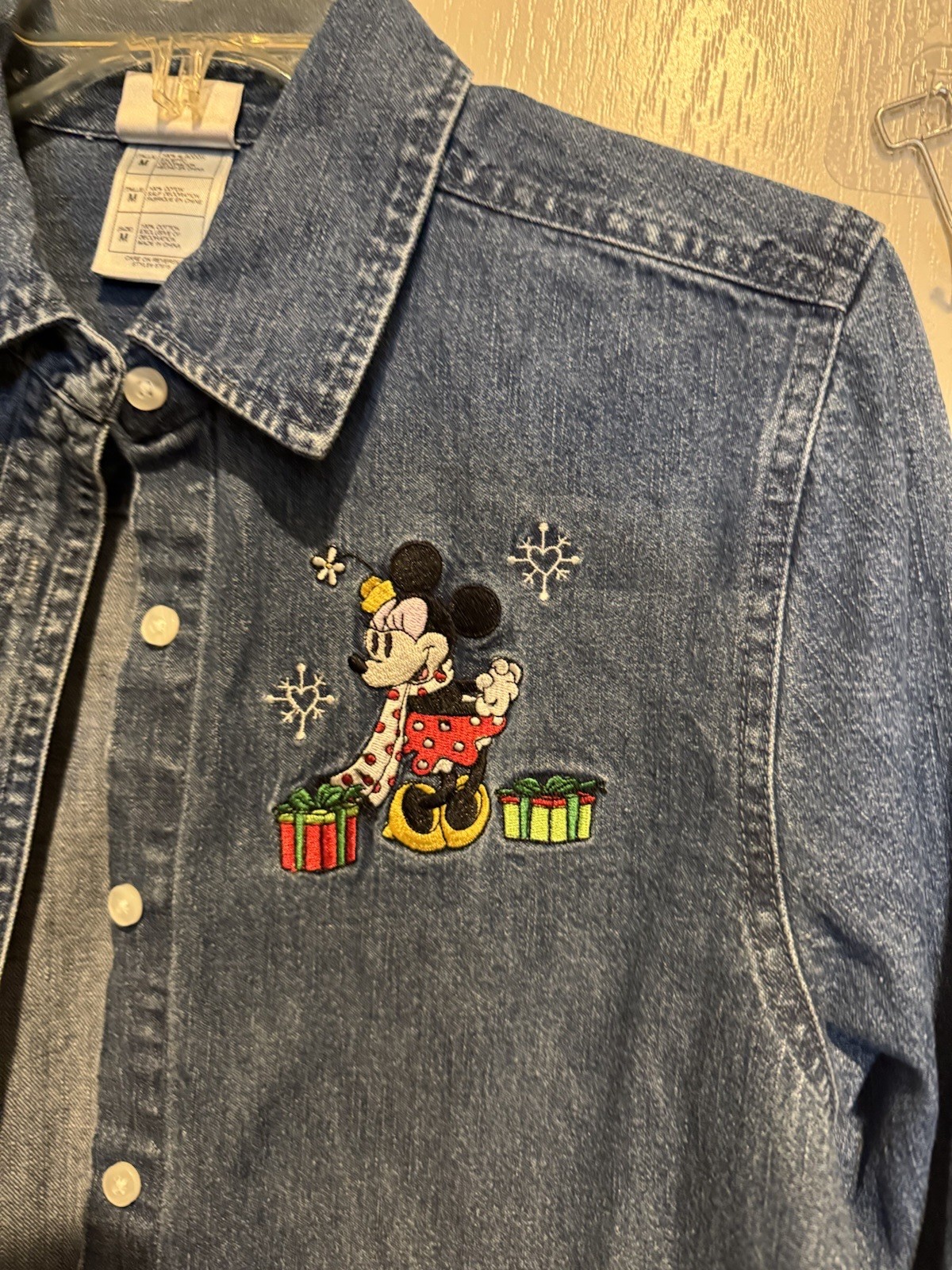 Disney Christmas Denim Jean Jacket Women's, Size Medium