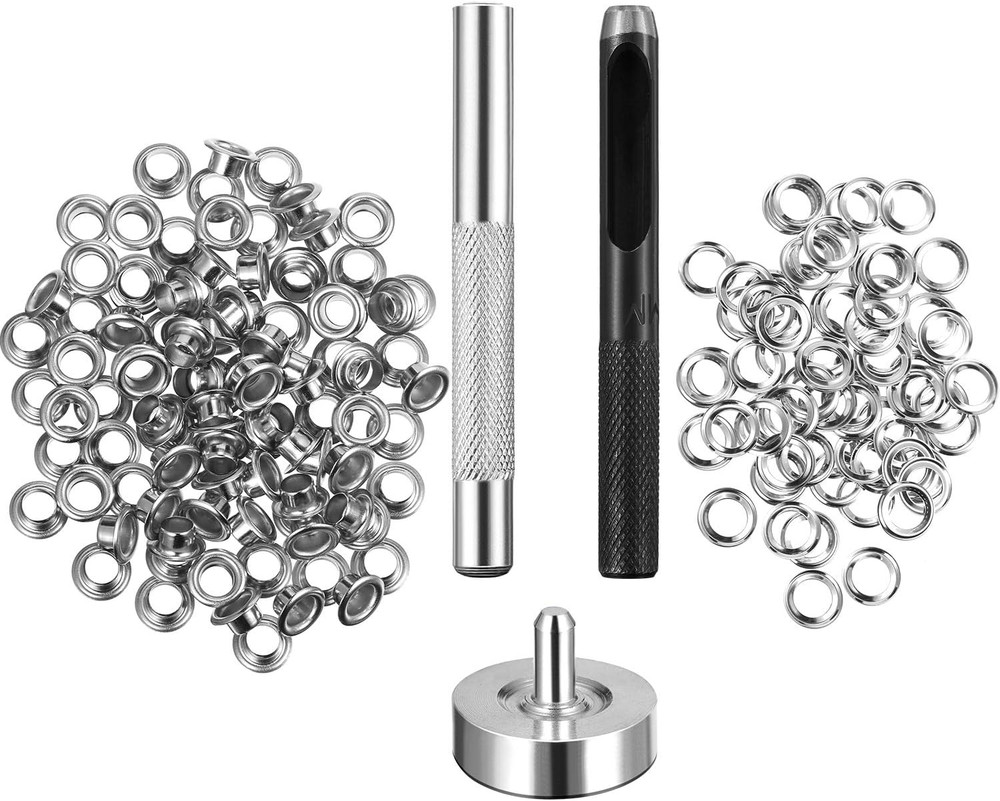 100 Sets Grommet Eyelets Tool Kit, Grommet Setting Tool and Eyelets with Setting