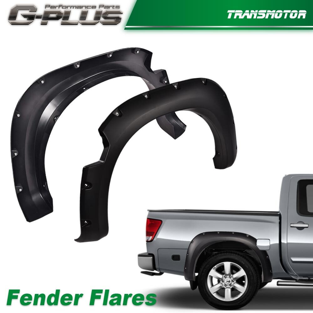 4Pcs Fender Flares Front&Rear Fits For 2004-2015 Nissan Titan Pocket Style Black