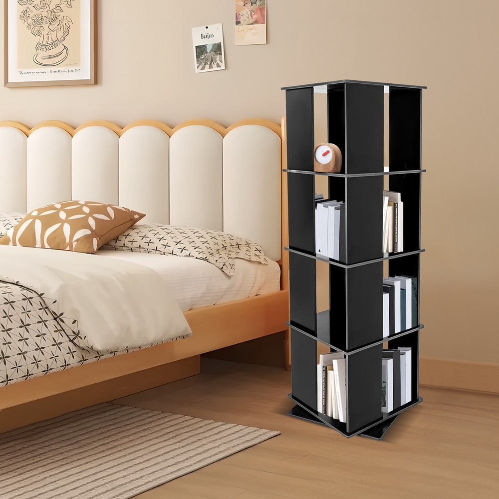 360° Rotating Bookshelf Bookcase Storage Shelf Freestanding Display Rack Stand