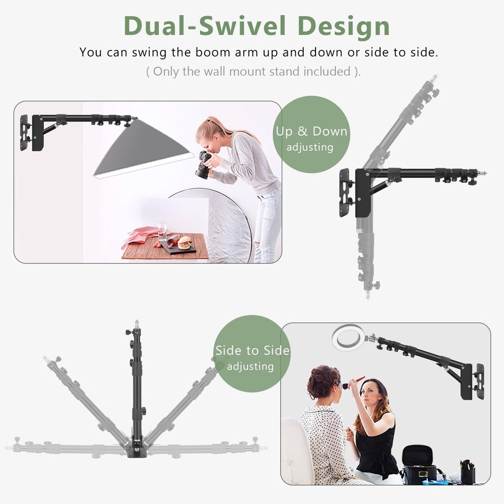 Ring Light Wall Mount with Triangle Base, 43.3inch/110cm Length Adjustable Su...