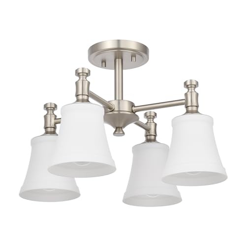 Semi Flush Mount Ceiling Light Kitchen Lighting Fixtures 4-Light Brushed Nickel