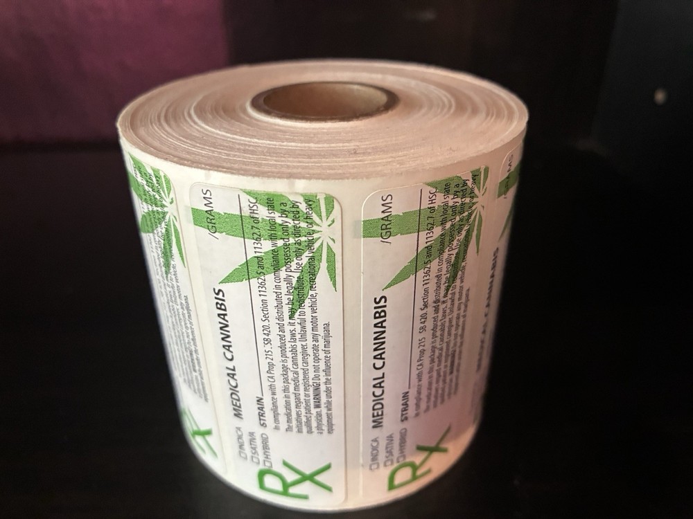 50 State Compliant Cannabis warning Labels 1000/Roll