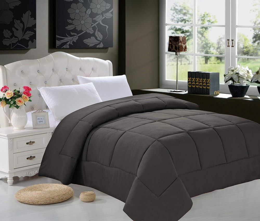 Luxury Goose down Alternative Double Full Comforter (Duvet Insert), Twin, Gray