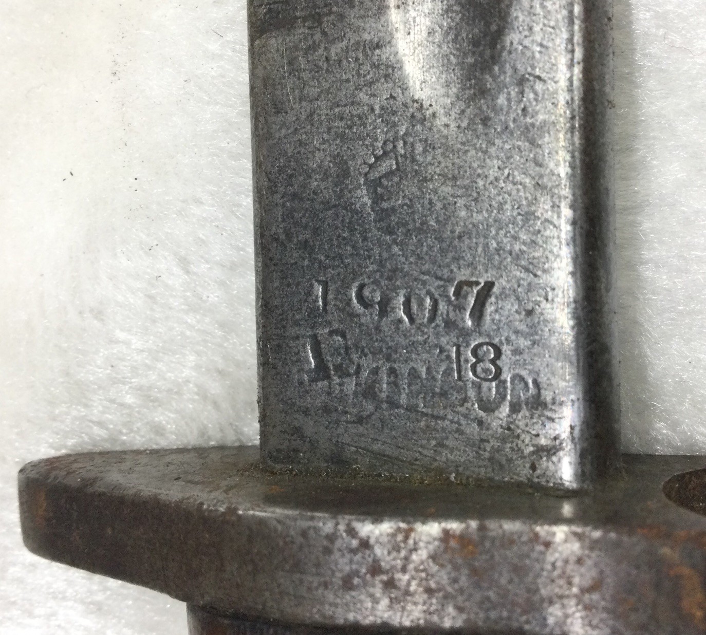 Original WWI Bayonet U.S. Model 1907 12/18 With Leather Scabbard Sheath