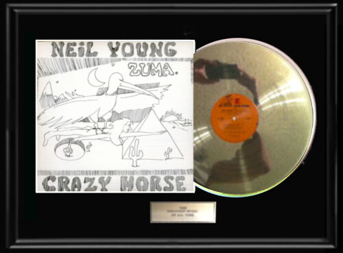 NEIL YOUNG ZUMA FRAMED LP WHITE GOLD SILVER METALIZED VINYL RECORD NON RIAA