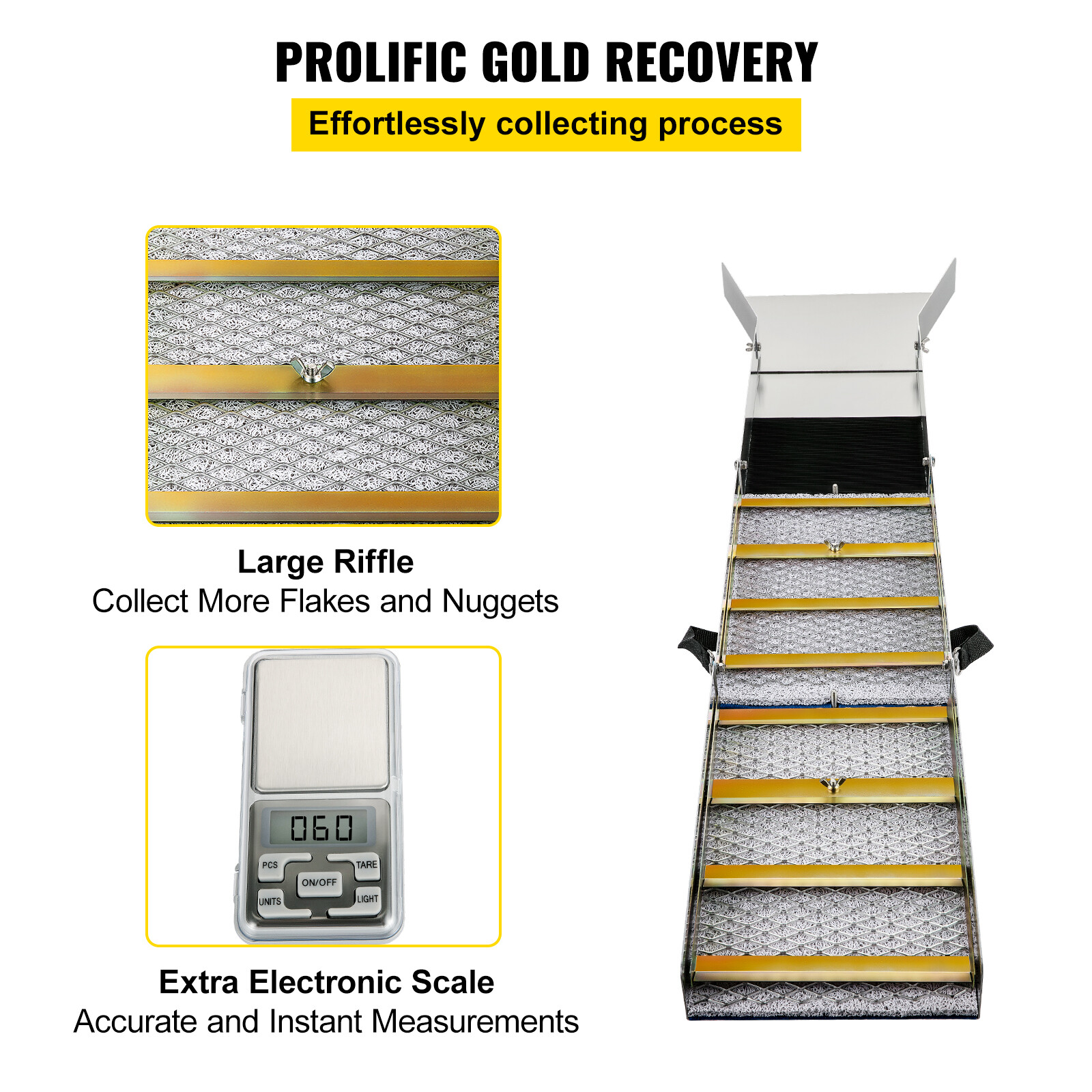 VEVOR 50-Inch Folding Aluminum Alloy Sluice Box for Gold Panning