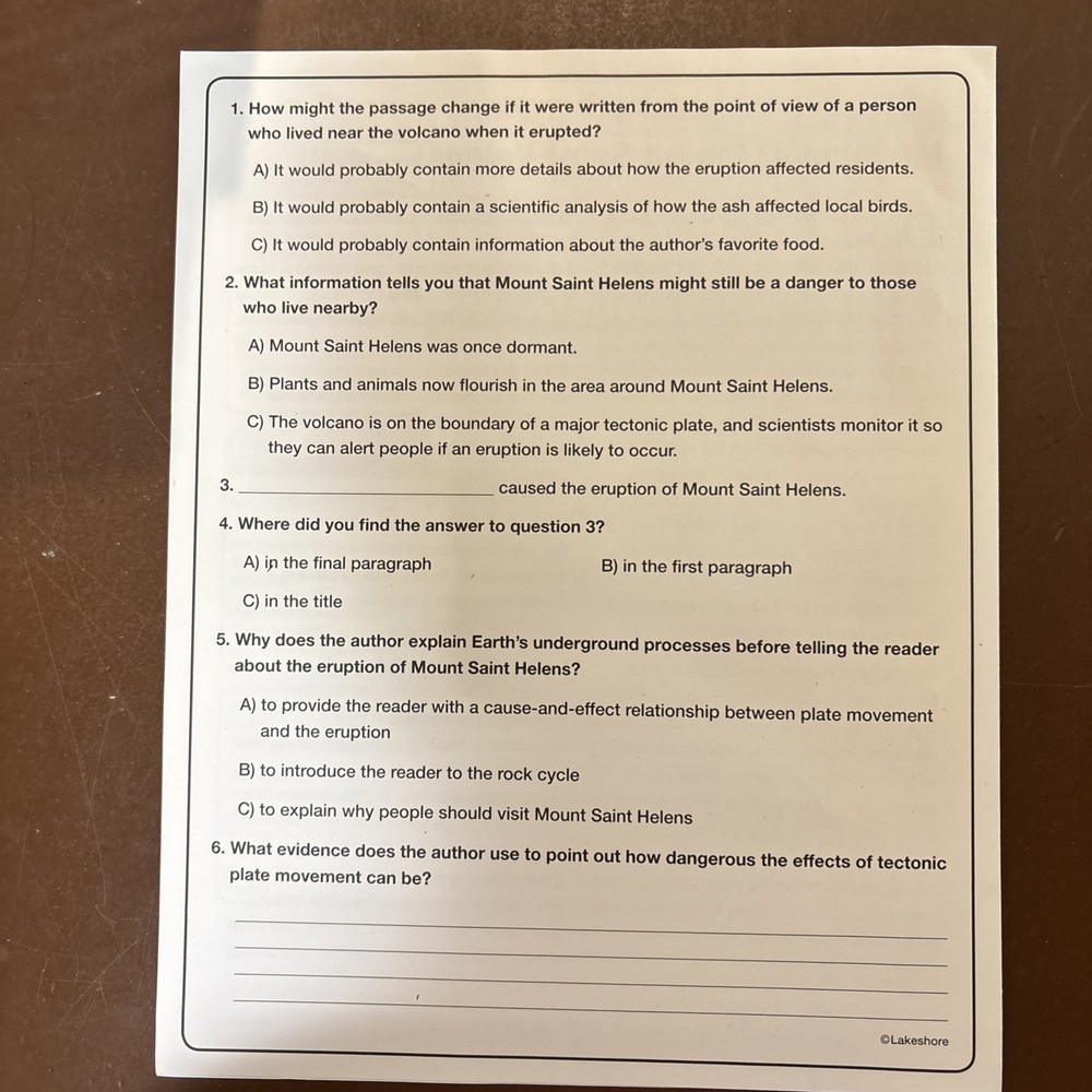 Informational Text Comprehension Center Fifth Grade