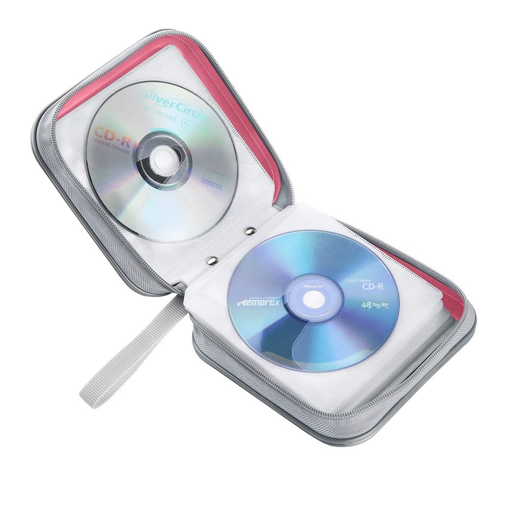Siveit CD Case, 40 Capacity CD/DVD Case Holders 40 Capacity, Light Pink