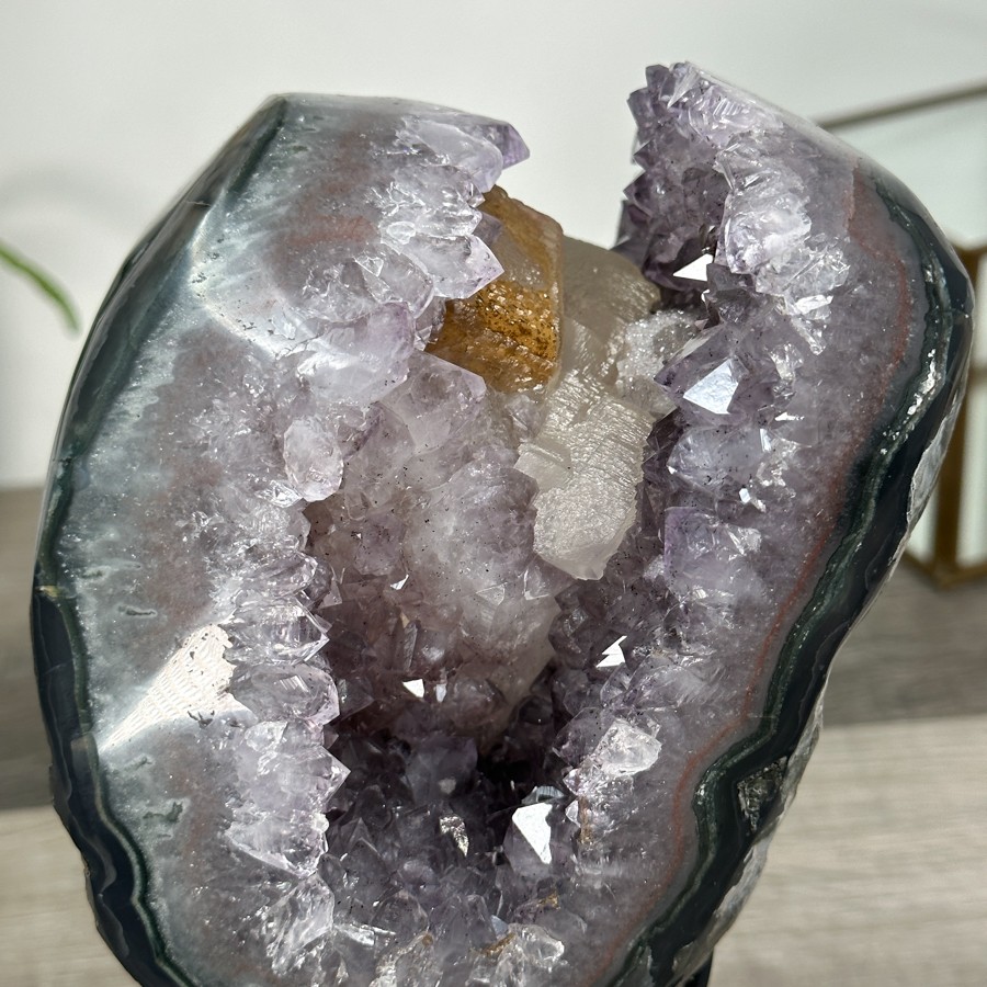 Unique Amethyst Geode Display with Calcite Inclusions. MWS2696